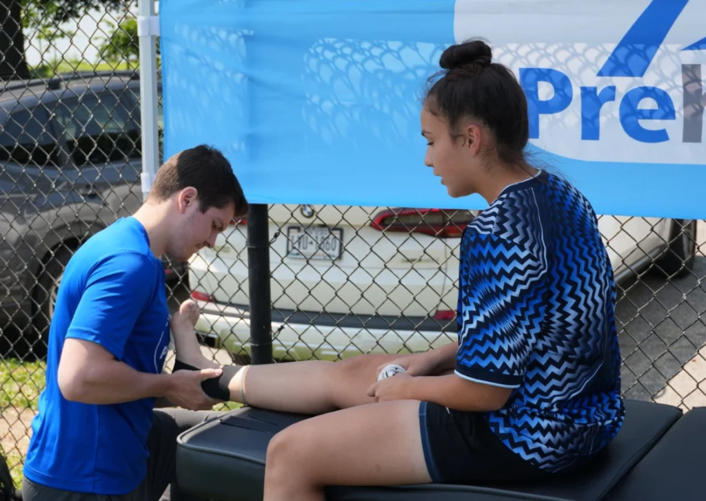 medical tent helping patient
